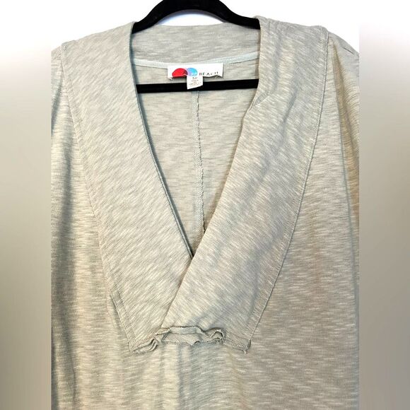 Free People Beach Maxi Long Dress Short Sleeve VNeck Womens Small Green Sage - Picture 3 of 4